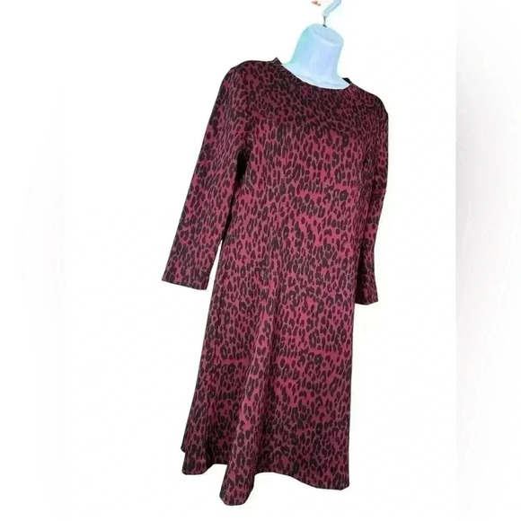 Beach Lunch Lounge Women's Medium Maroon Cheetah Print Dress - Picture 2 of 5
